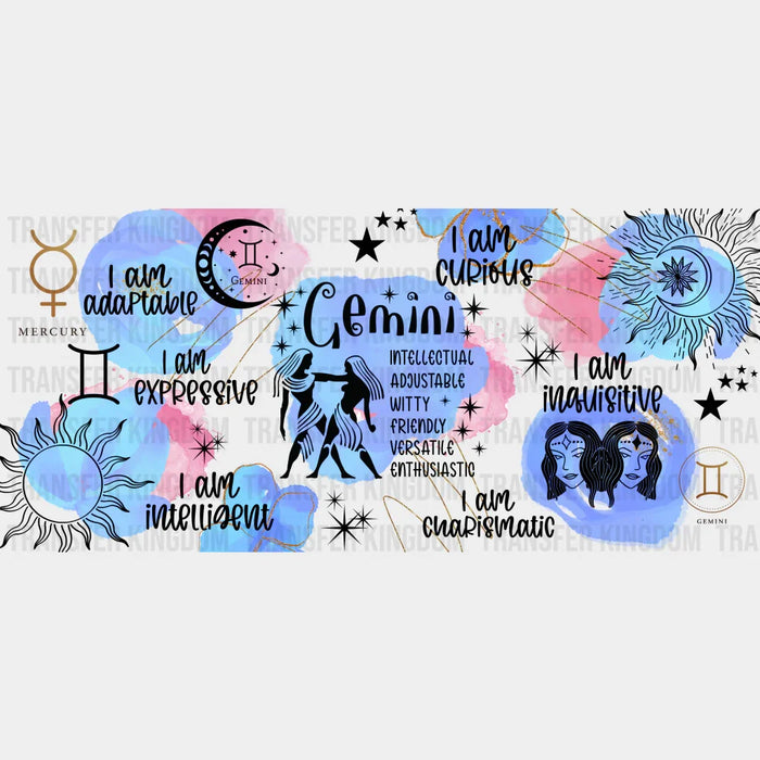 Colorful Gemini Sign - Zodiac Cup Wrap UV Sticker Permanent UV DTF Decal