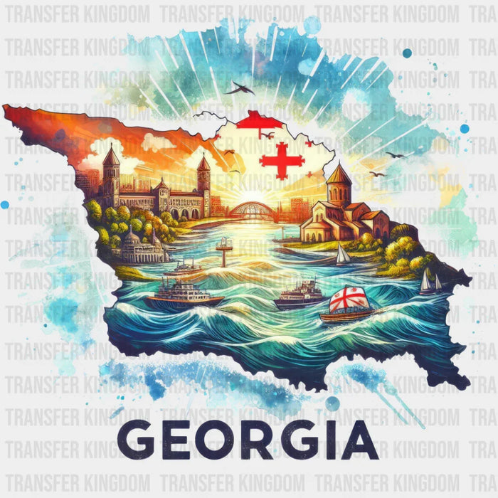 Colorful Georgia State Design - State & Cities DTF Heat Transfer