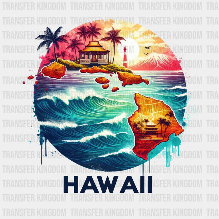 Colorful Hawaii State Design - State & Cities DTF Heat Transfer