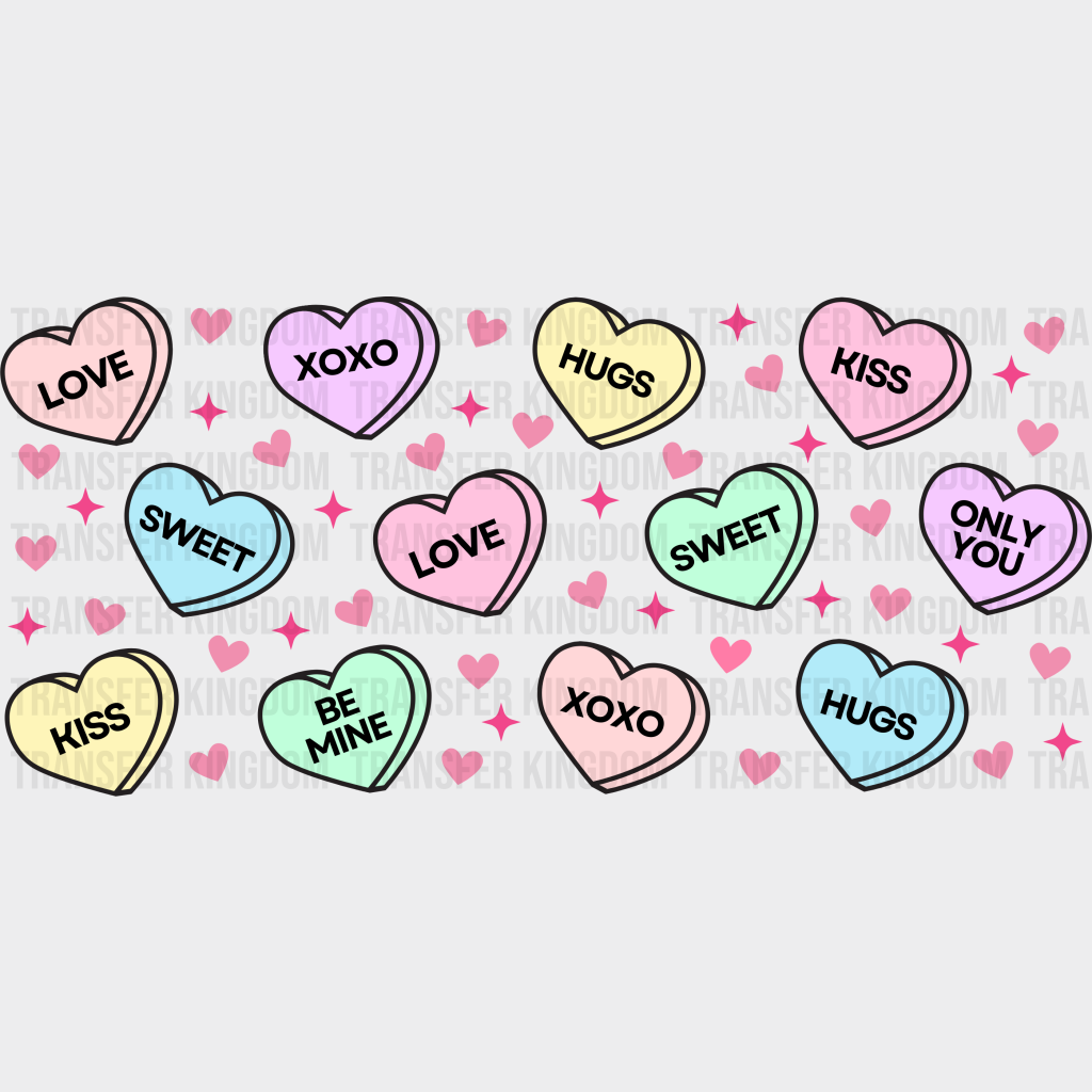 Colorful Hearts - Valentine’s Day Cup Wrap Uv Sticker Permanent Dtf Decal