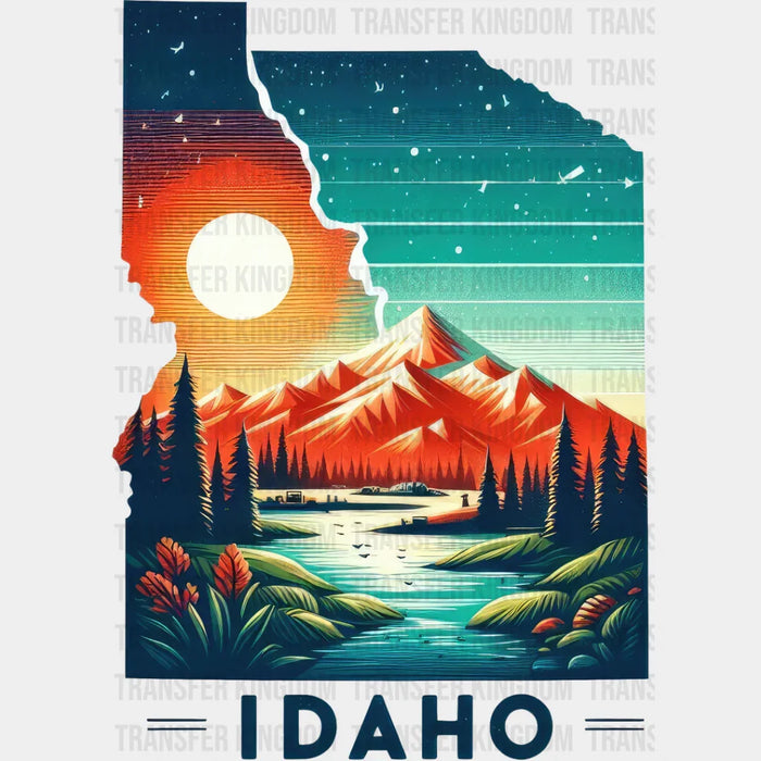 Colorful Idaho State Design - State & Cities DTF Heat Transfer