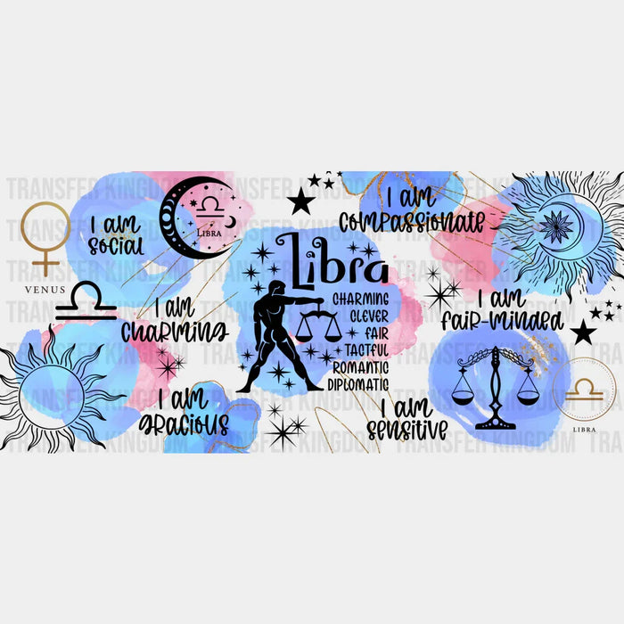 Colorful Libra Sign - Zodiac Cup Wrap UV Sticker Permanent UV DTF Decal