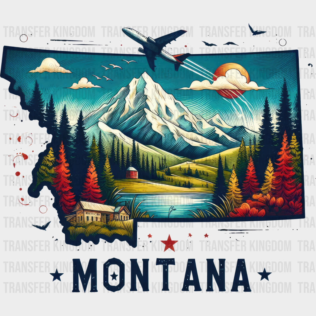 Colorful Montana State Design - & Cities Dtf Heat Transfer