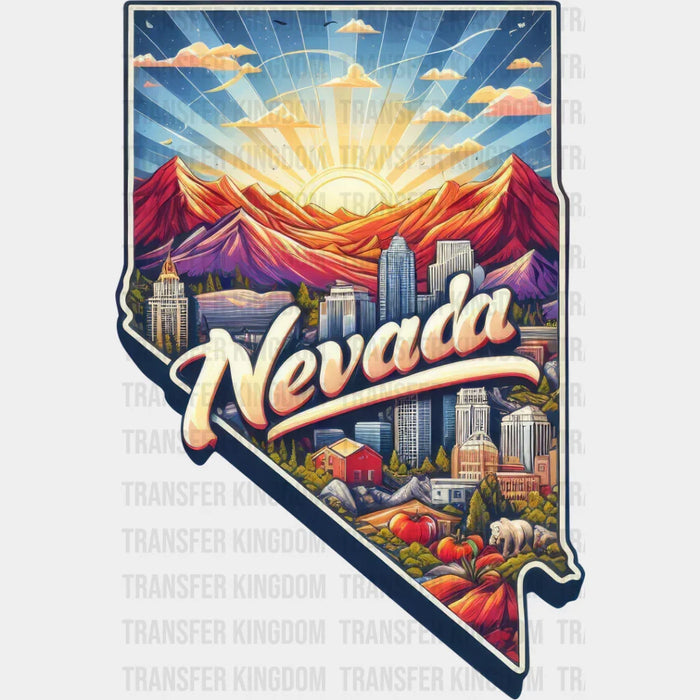 Colorful Nevada State Design - State & Cities DTF Heat Transfer