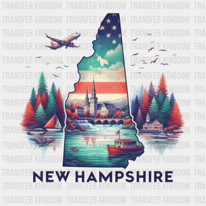 Colorful New Hampshire State Design - State & Cities DTF Heat Transfer