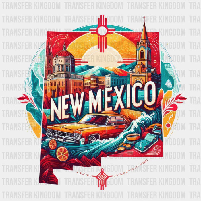 Colorful New Mexico State Design - State & Cities DTF Heat Transfer