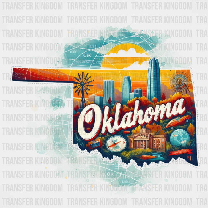 Colorful Oklahoma State Design - State & Cities DTF Heat Transfer