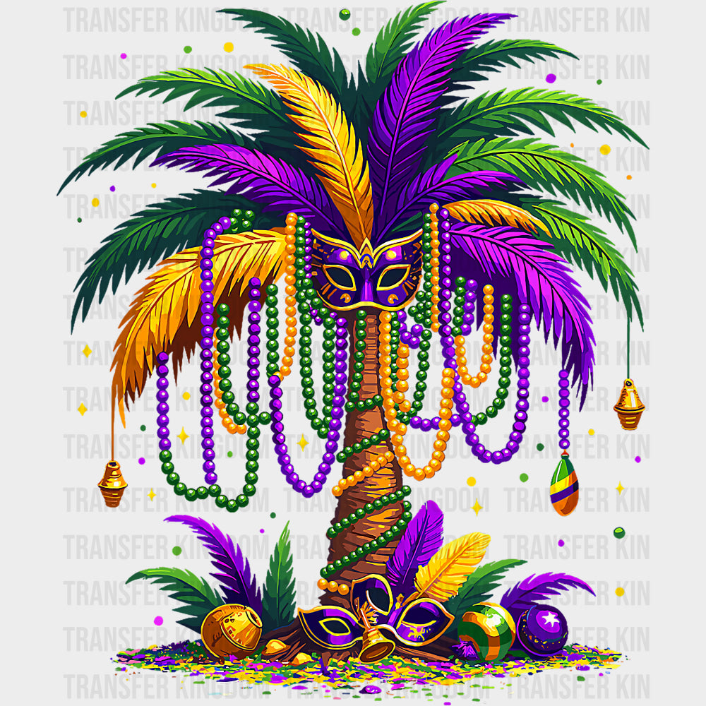 Colorful Palm Tree - Mardi Gras DTF Transfers Adult Unisex - S & M (10’’) / Dark Color Design (See Imaging)