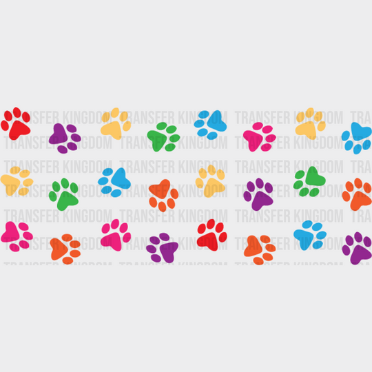 Colorful Paw Design - Pets Cup Wrap Uv Sticker Permanent Dtf Decal