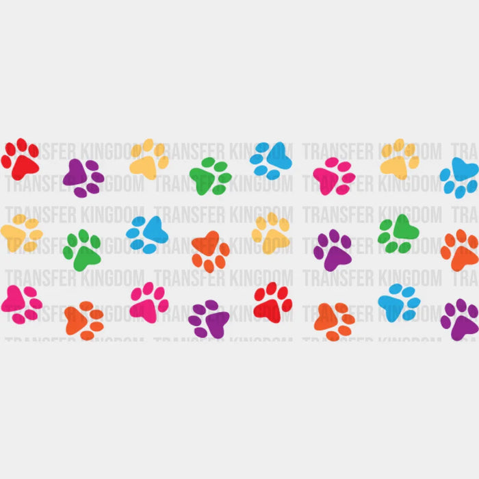 Colorful Paw Design - Pets Cup Wrap UV Sticker Permanent UV DTF Decal