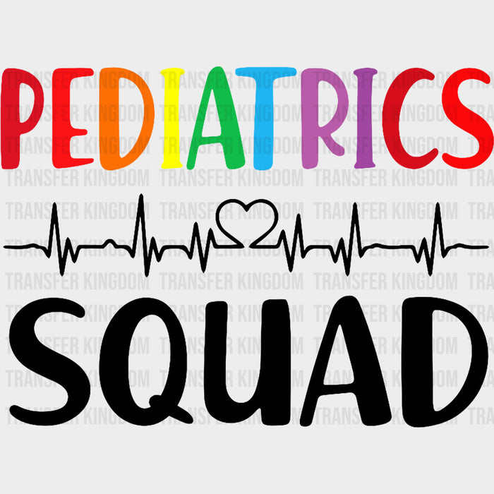 Colorful Pediatrics Squad, ECG Line B&W - Pediatric Nurse DTF Transfers