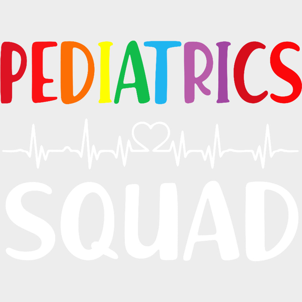 Colorful Pediatrics Squad, ECG Line B&W - Pediatric Nurse DTF Transfers transfer-kingdom Light Color Design (See Imaging)