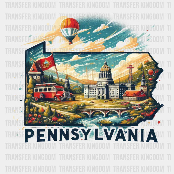 Colorful Pennsylvania State Design - State & Cities DTF Heat Transfer