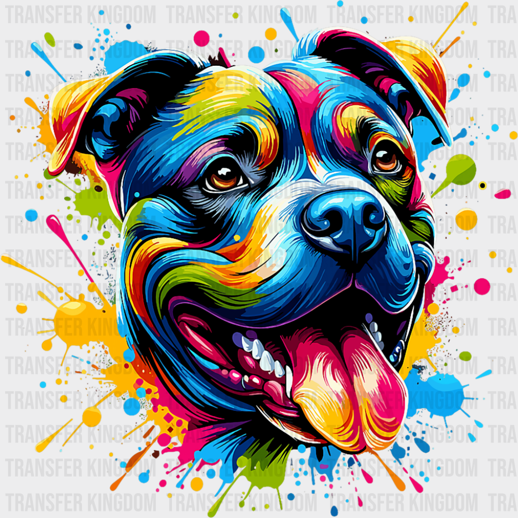 Colorful Pitbull Design - Dogs DTF Transfer