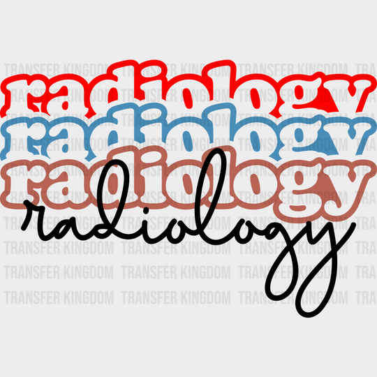 Colorful Radiology Cursive Design - Dtf Transfers Unisex S & M (10’’) / Dark Color See Imaging