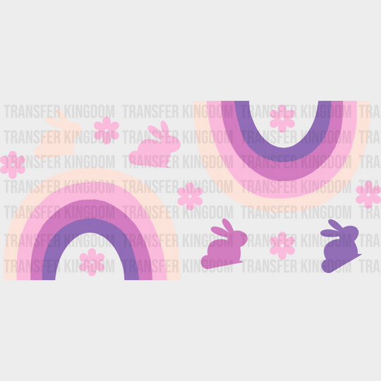 Colorful Rainbows And Bunnies - Easter Cup Wrap Uv Sticker Permanent Dtf Decal