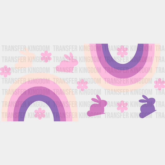 Colorful Rainbows And Bunnies - Easter Cup Wrap UV Sticker Permanent UV DTF Decal