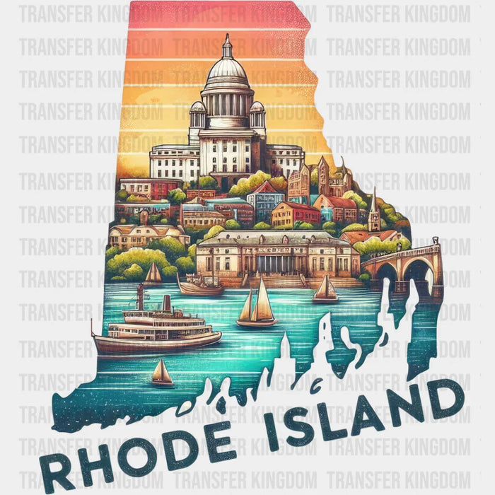 Colorful Rhode Island State Design - State & Cities DTF Heat Transfer