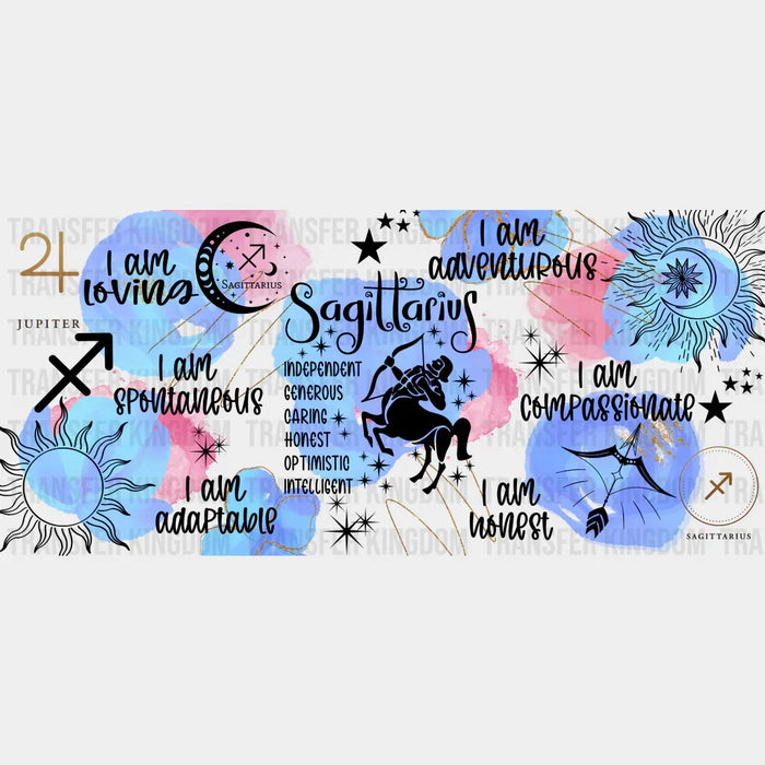 Colorful Sagittarius Sign - Zodiac Cup Wrap UV Sticker Permanent UV DTF Decal