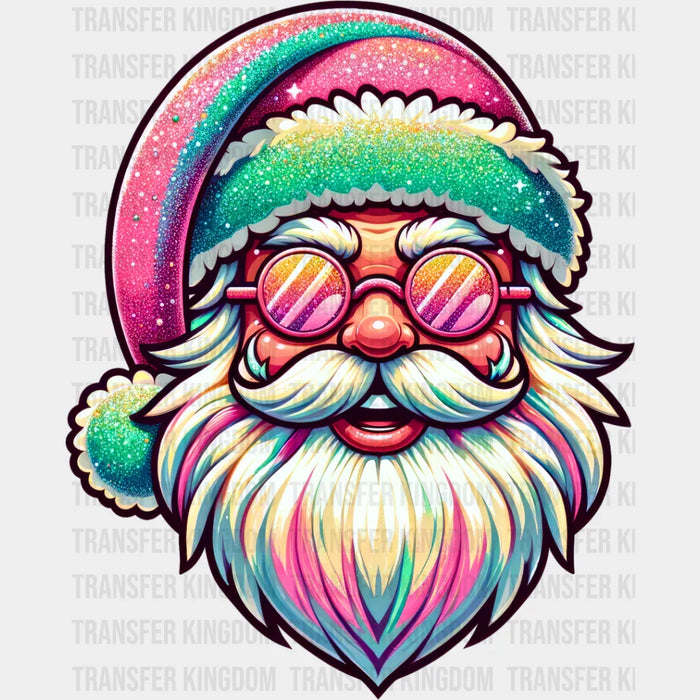Colorful Santa Glasses Design - Christmas DTF Transfer