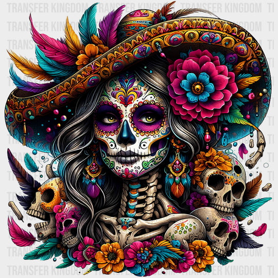 Colorful Skull Lady - Day of the Dead DTF Transfers