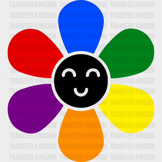 Colorful Smiley Flower - Gay Theme Dtf Transfer Unisex S & M (10’’) / Dark Color Design See Imaging