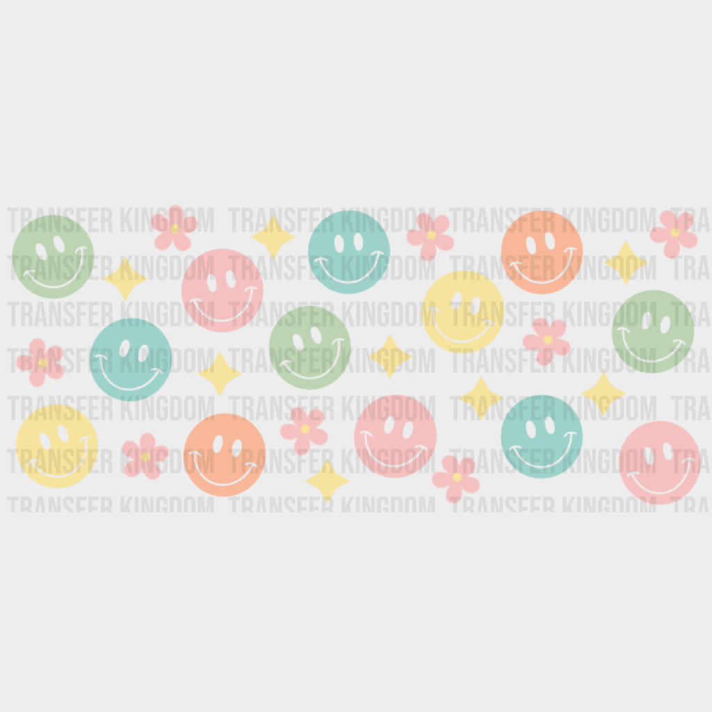 Colorful Smilies Uv Dtf Transfer Cup Wrap Sticker