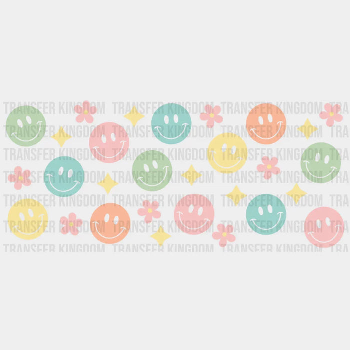 Colorful Smilies UV DTF Transfer Cup Wrap UV DTF Sticker