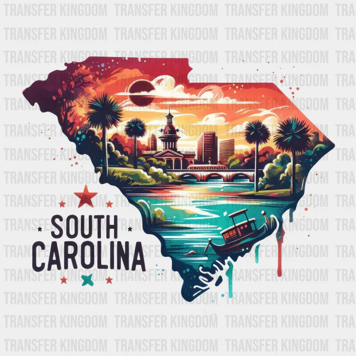 Colorful South Carolina State Design - State & Cities DTF Heat Transfer