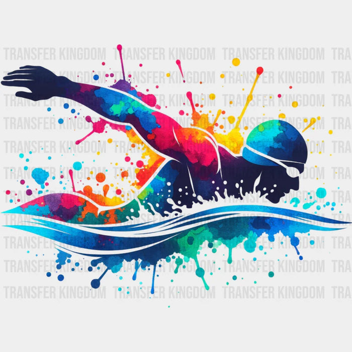 Colorful Swimming Design - Swimming DTF Transfer