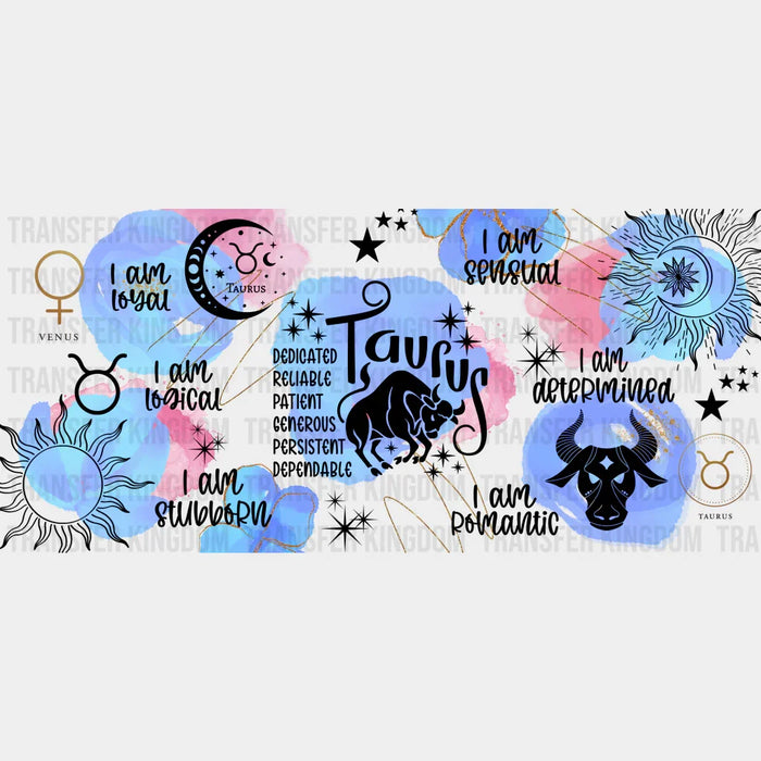 Colorful Taurus Sign - Zodiac Cup Wrap UV Sticker Permanent UV DTF Decal