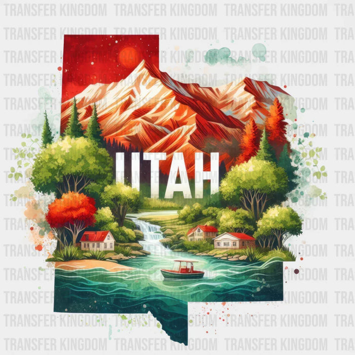 Colorful Utah State Design - State & Cities DTF heat transfer