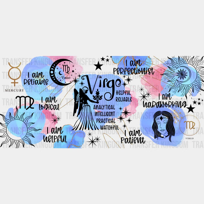 Colorful Virgo Sign - Zodiac Cup Wrap UV Sticker Permanent UV DTF Decal