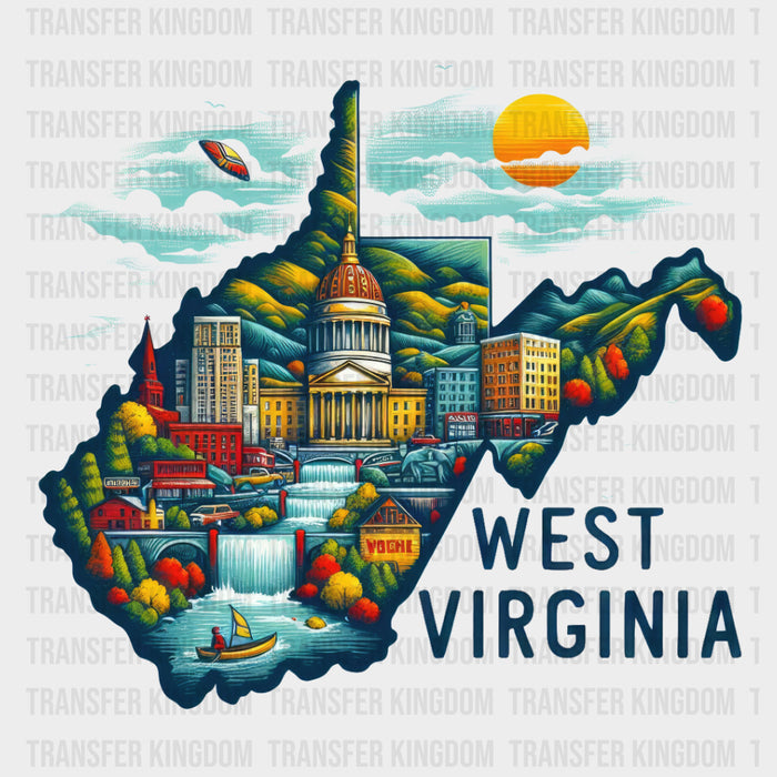 Colorful West Virginia State Design - State & Cities DTF heat transfer