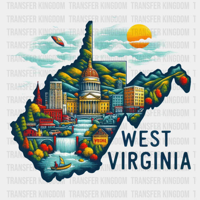 Colorful West Virginia State Design - State & Cities DTF heat transfer
