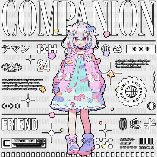 Companion Friend Girl - Anime Dtf Heat Transfer Unisex S & M (10’’) / Dark Color Design See Imaging