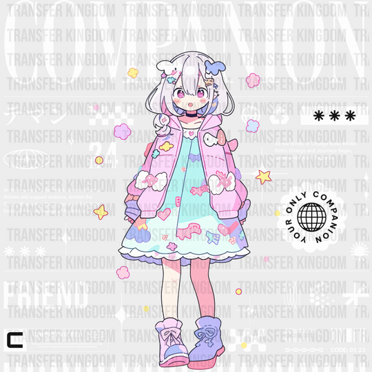 Companion Friend Girl - Anime Dtf Heat Transfer Unisex S & M (10’’) / Light Color Design See Imaging