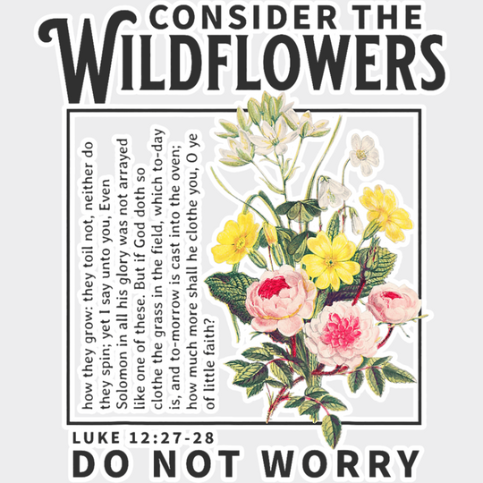 Consider The Wildflowers Do Not Worry - Christianity DTF Transfer Adult Unisex - S & M (10’’) / Light Color Design (See
