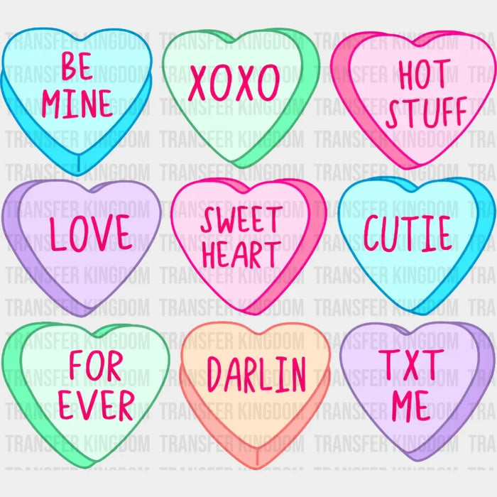 Conversation Candy Hearts Valentine's Day Design - Valentine's Day DTF heat transfer