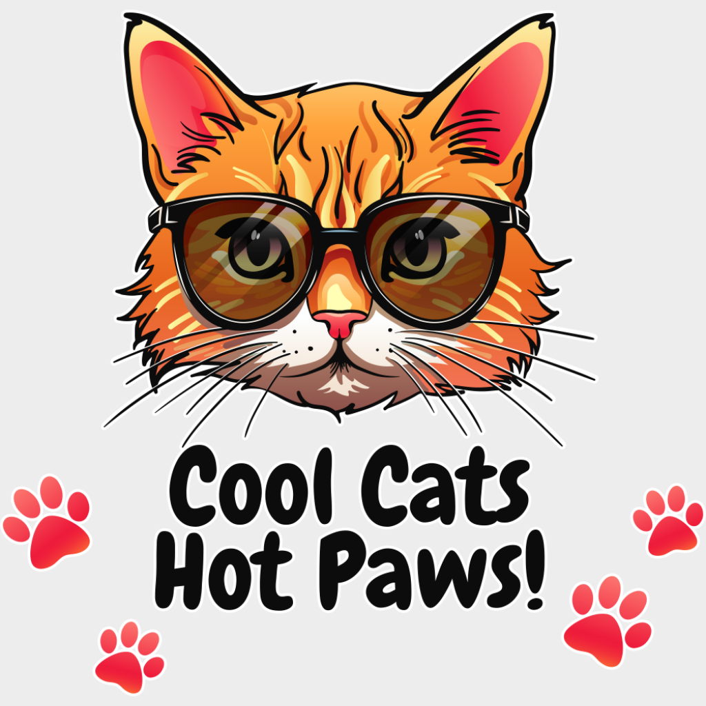 Cool Cats Hot Paws - Cats DTF Transfer Adult Unisex - S & M (10’’) / Light Color Design (See Imaging)