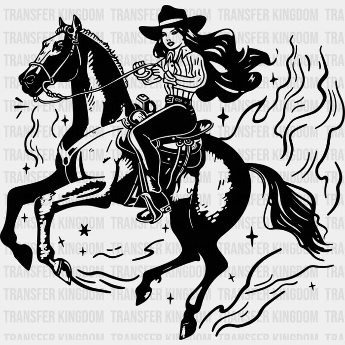 Cool Cowgirl Black And Red - Cowgirl DTF Transfer