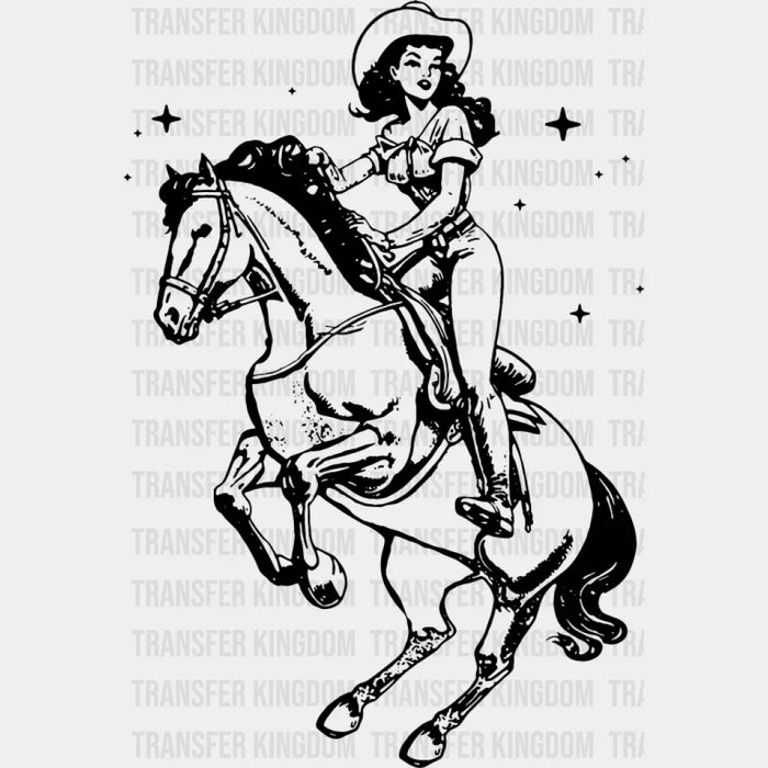 Cool Cowgirl Riding - Cowgirl DTF Transfer