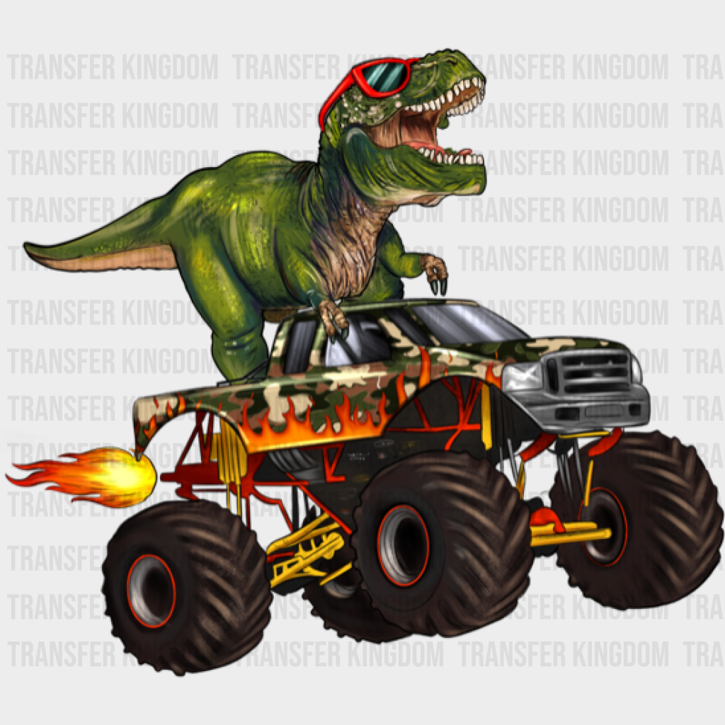 Cool Dinosaur Monster Truck Design - Dtf Heat Transfer