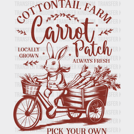 Cottontail Farm Carrot Patch Red & White - Easter DTF Transfer Adult Unisex - S & M (10’’) / Dark Color Design (See