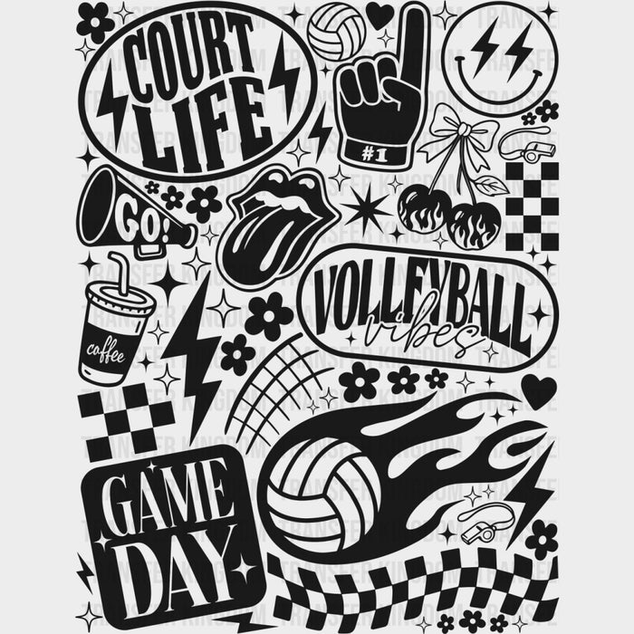 Court Life, Volleyball Vibes, Game Day - Volleyball DTF Transfers