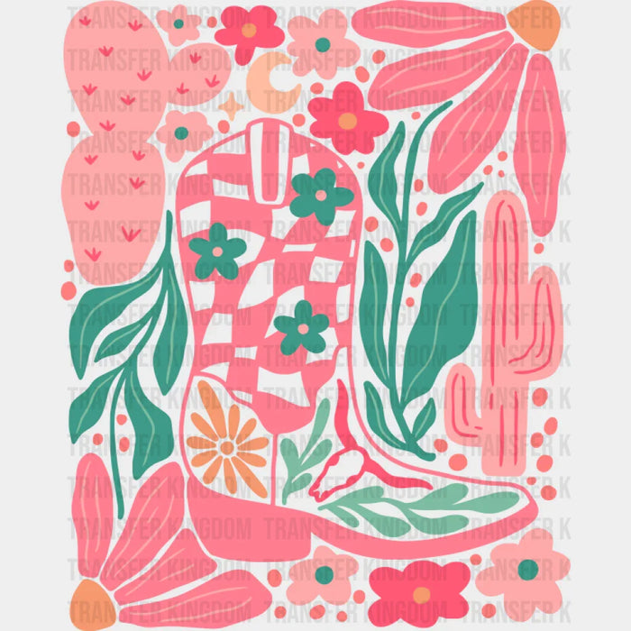 Cowboy Boots Pink Design - Cowgirl DTF Transfer