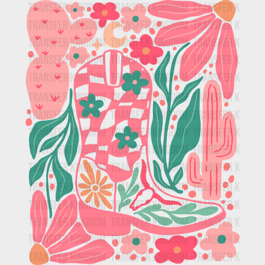 Cowboy Boots Pink Design - Cowgirl DTF Transfer