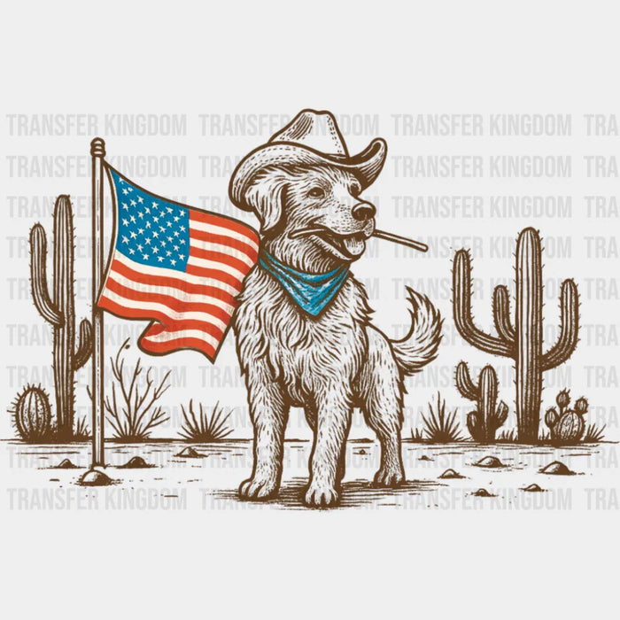 Cowboy Dog US Flag - 4th Of July DTF Transfer