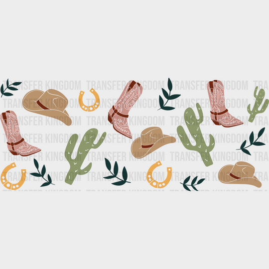 Cowboy Hat & Boots Western - General Cup Wrap UV Sticker Permanent UV DTF Decal UVDTF