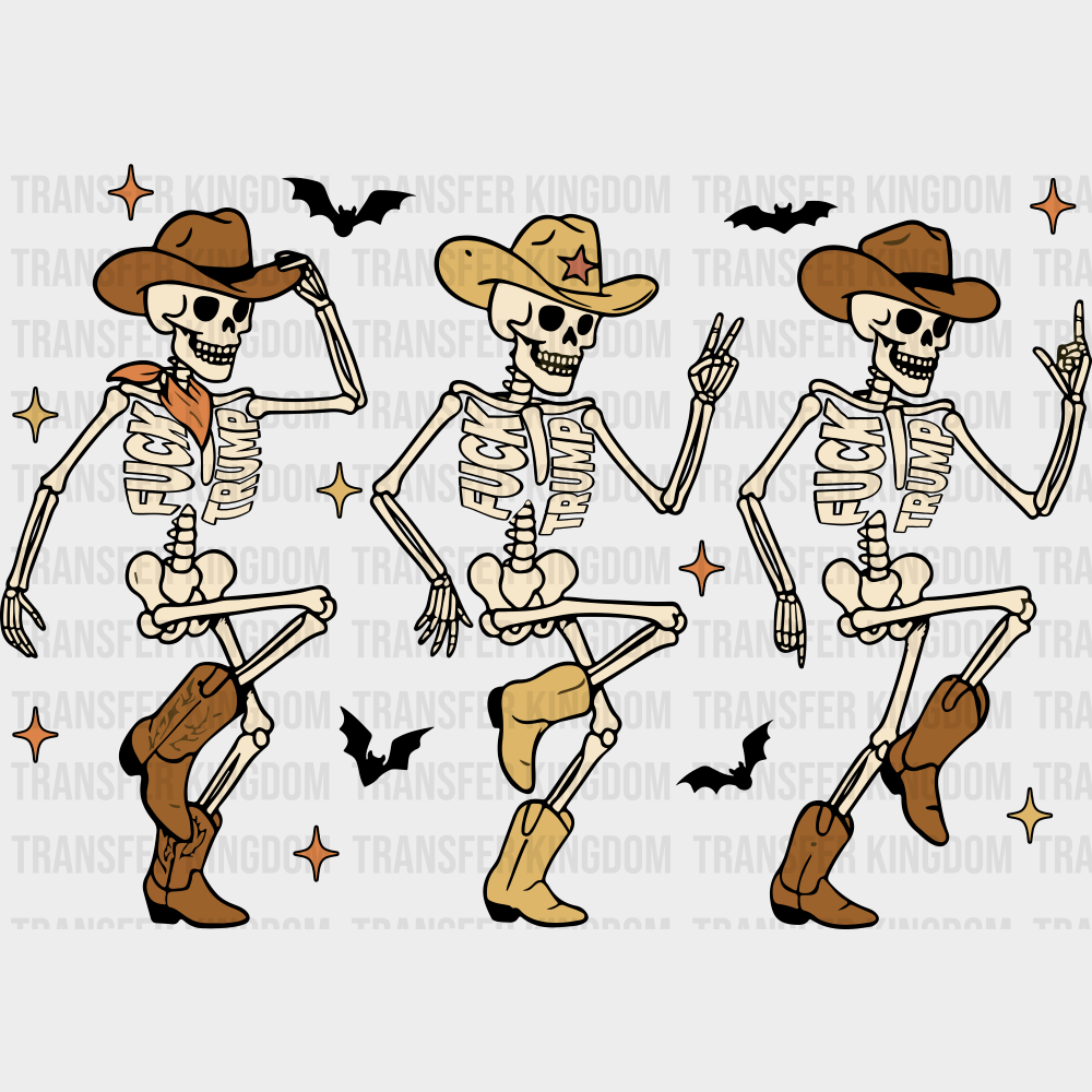 Cowboy Skeletons - Halloween DTF Transfer Adult – S & M (10’’) / Dark Color Design (See Imaging)